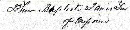 1836 Signature of John Baptiste Janis