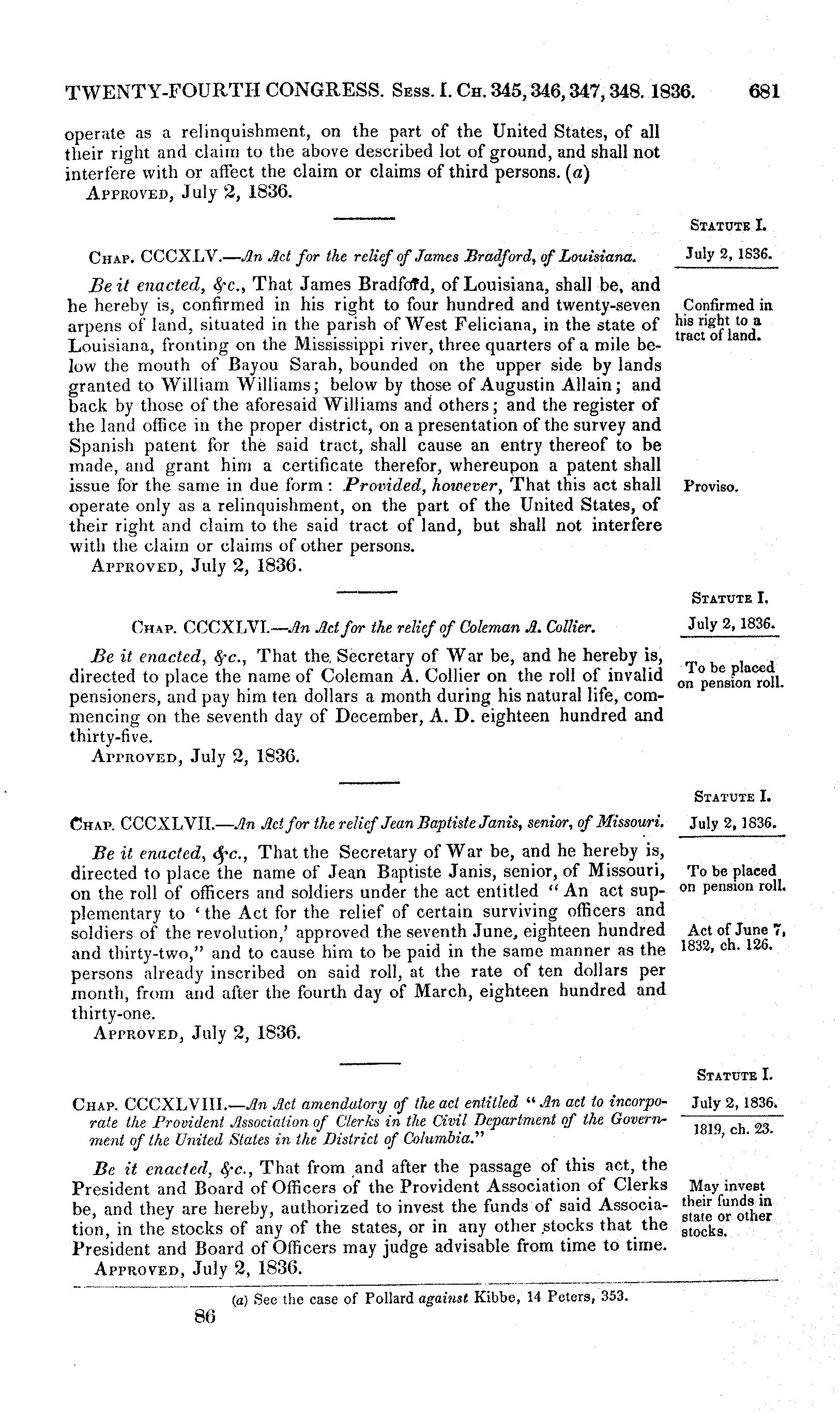 Act for the relief of Jean Baptiste Janis