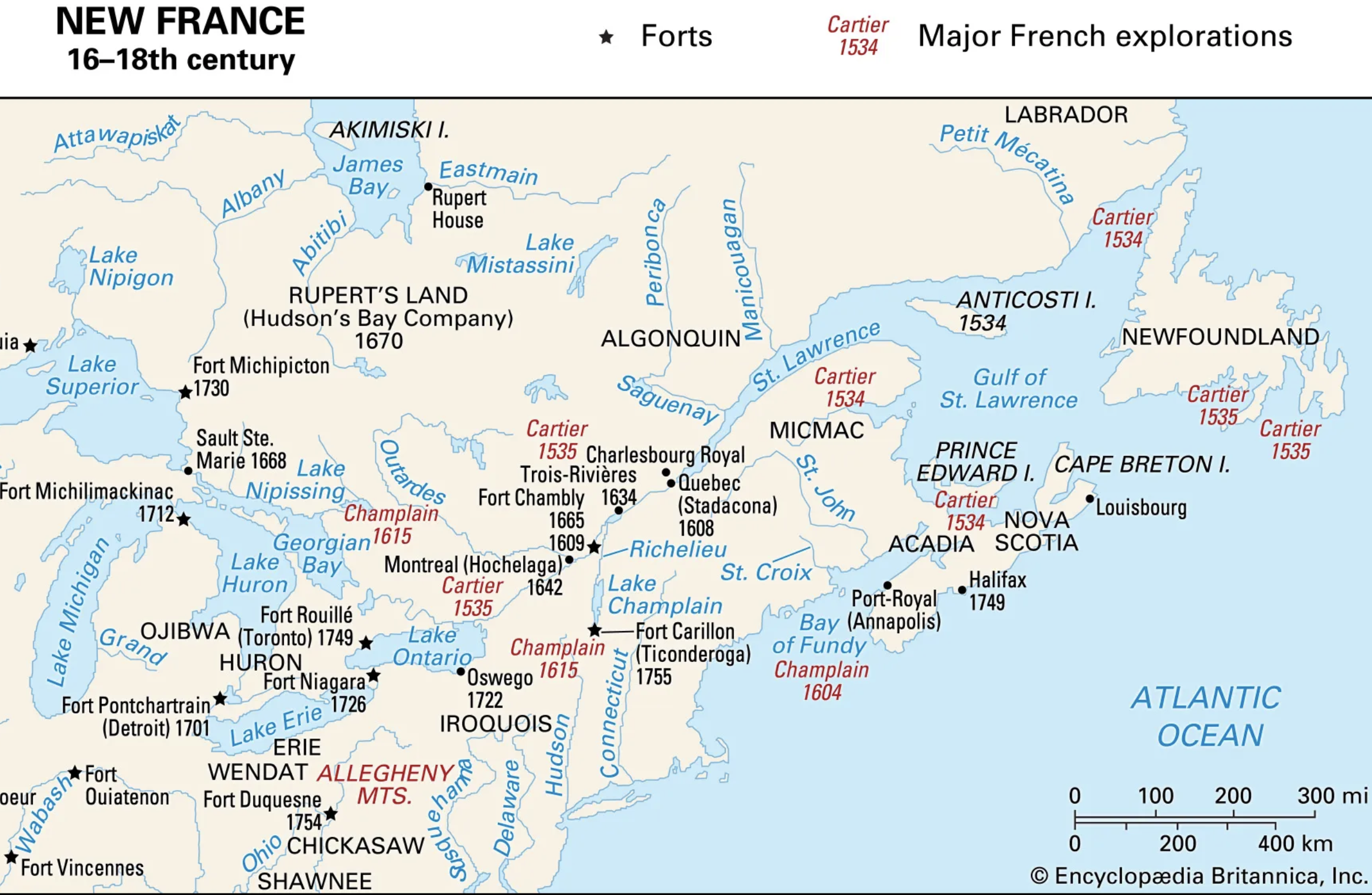 New France, 16th-18th Centuries (Encyclopedia Brittanica)